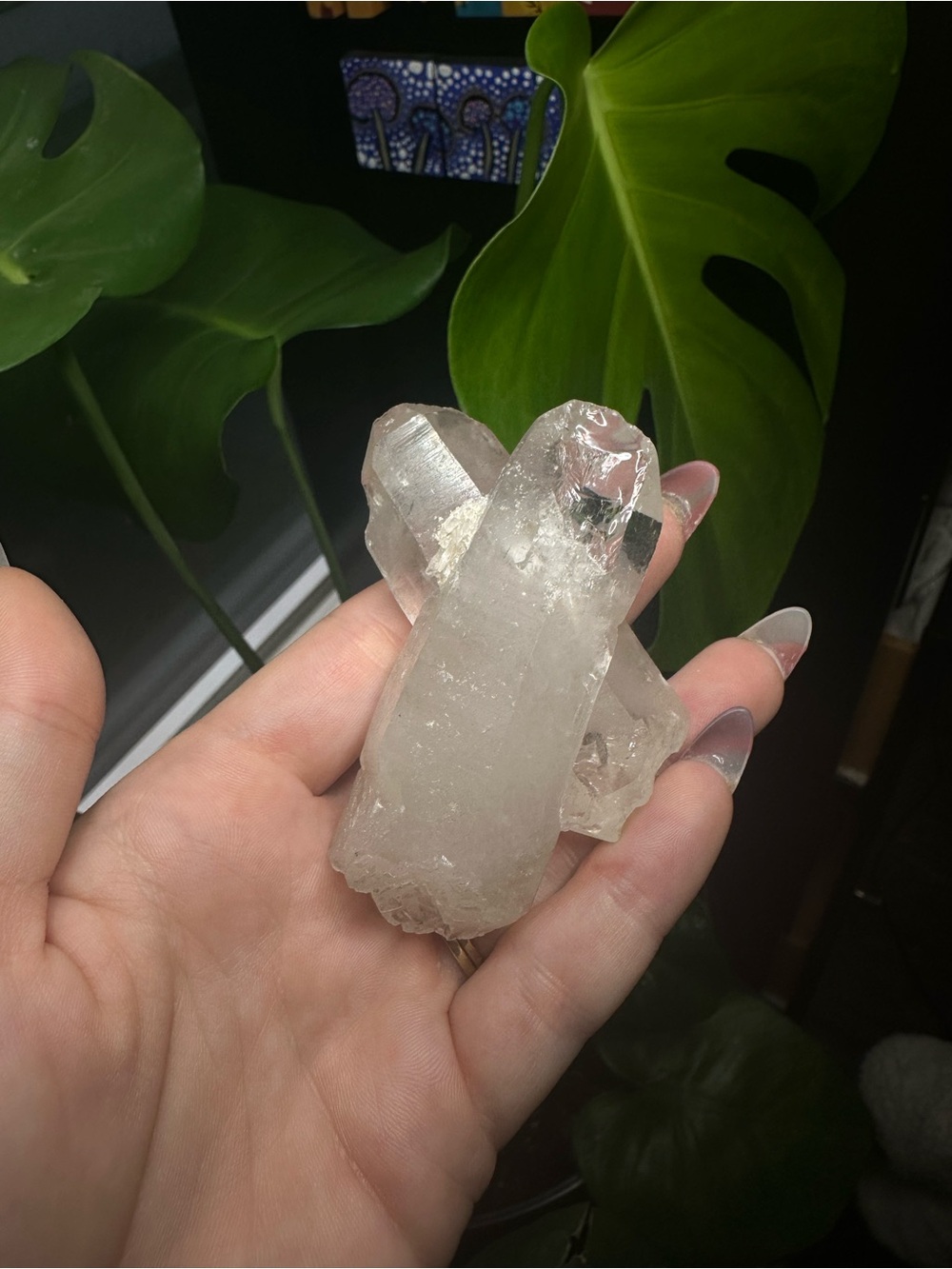 Clear Quartz Crystal - intersecting naturally double terminated
